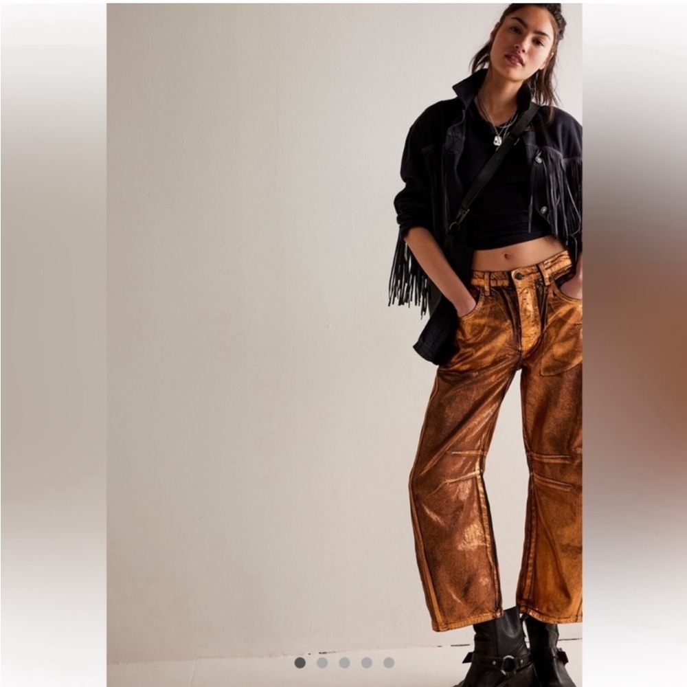 We The Free coated barrel jeans